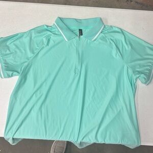 Aqua Zip-Up Polo Golf Shirt